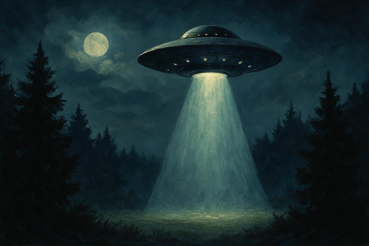 UFO sighting illustration for manifestation rituals.